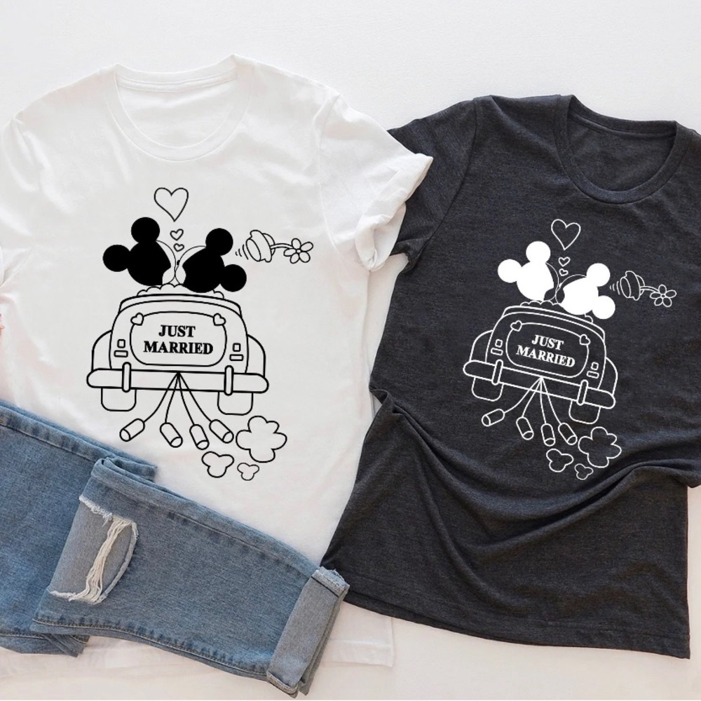 Disney Mickey and Minnie Just Married Unisex Shirts